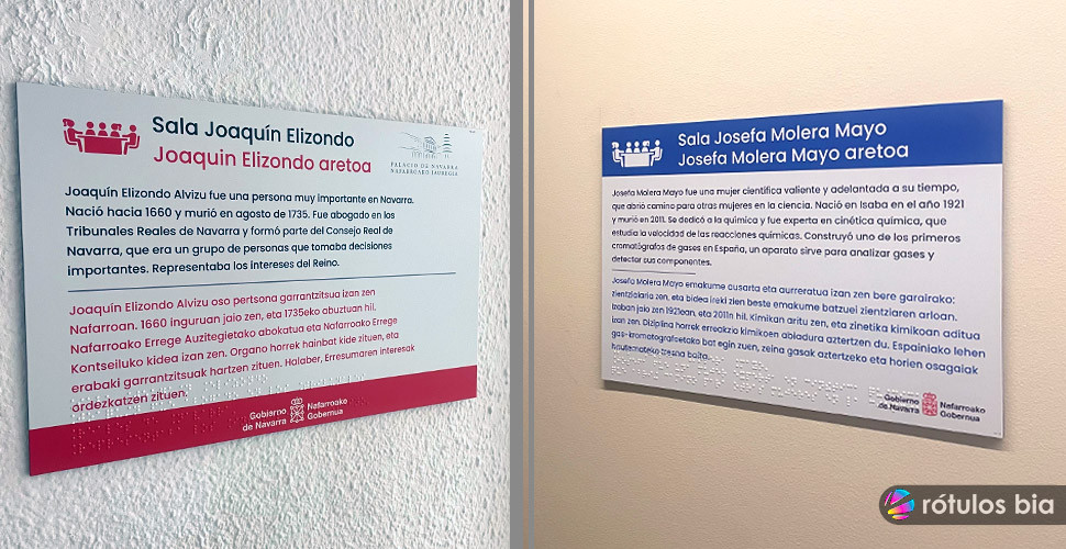 dibond_braillePALACIO_NAVARRA_ROTULOS_BIA Placas para la señalización de salas de reuniones